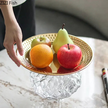 Ornate gold glass fruits bowl dining room dessert plate