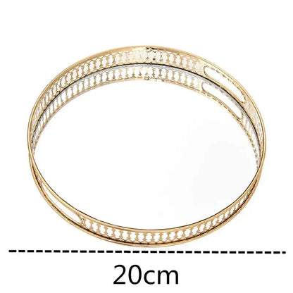 Ornate gold mirror glass storage tray bedroom jewelry decor