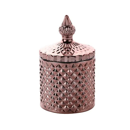 Ornate gold & rose gold faceted glass storage jar bedroom decor