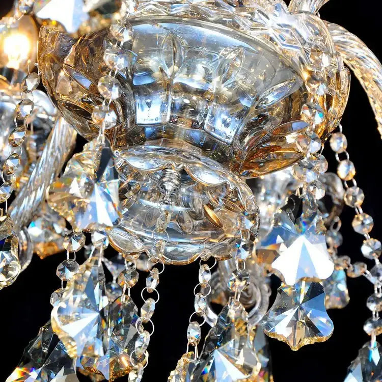 Ornate gold & silver crystal led chandelier living room light