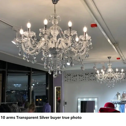 Ornate gold & silver crystal led chandelier living room light