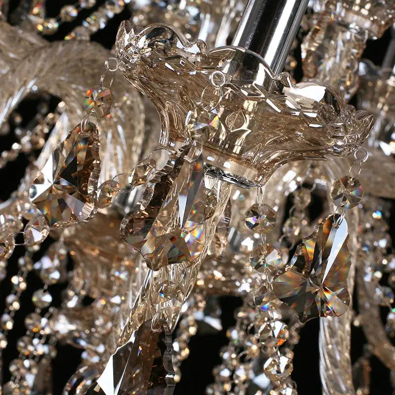 Ornate gold & silver crystal led chandelier living room light