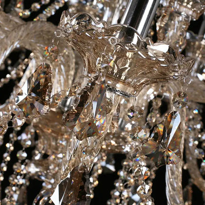 Ornate gold & silver crystal led chandelier living room light