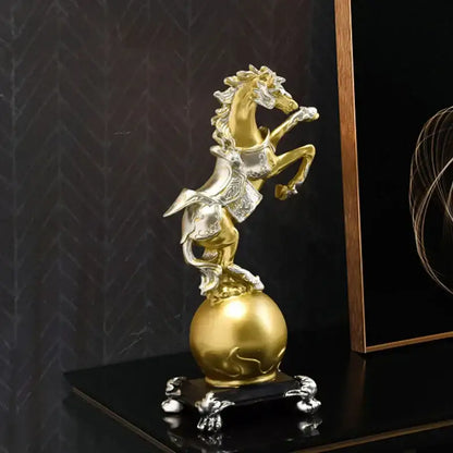 Ornate gold & silver decorbites golden horse sculpture living room