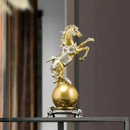 Ornate gold & silver decorbites golden horse sculpture living room