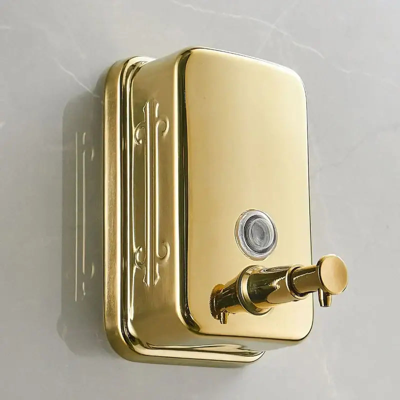 Ornate gold stainless steel soap dispenser bathroom wall mount