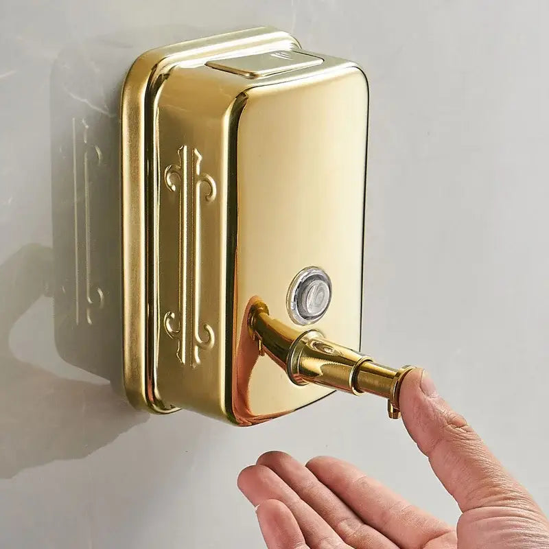 Ornate gold stainless steel soap dispenser bathroom wall mount