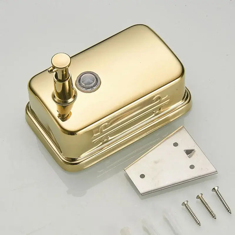 Ornate gold stainless steel soap dispenser bathroom wall mount