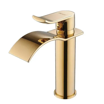 Ornate gold waterfall bathroom faucet floral basin mixer tap