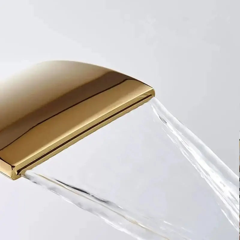 Ornate gold waterfall bathroom faucet floral basin mixer tap