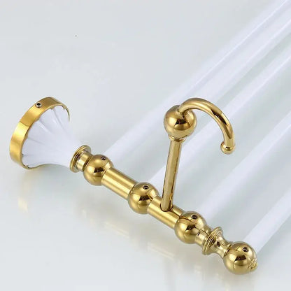 Ornate gold & white ceramic bathroom accessories set