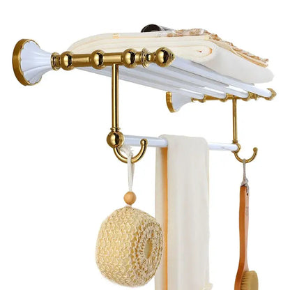 Ornate gold & white ceramic bathroom accessories set