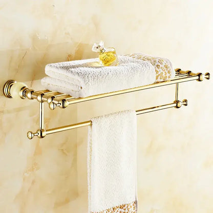 Ornate gold & white ceramic brass jade bathroom hardware set