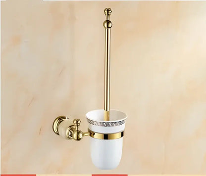 Ornate gold & white ceramic brass jade bathroom hardware set