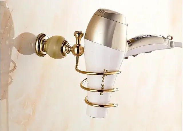 Ornate gold & white ceramic brass jade bathroom hardware set