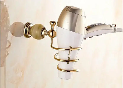 Ornate gold & white ceramic brass jade bathroom hardware set
