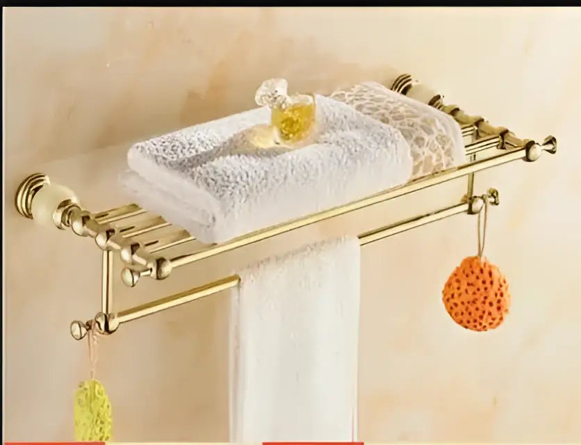 Ornate gold & white ceramic brass jade bathroom hardware set