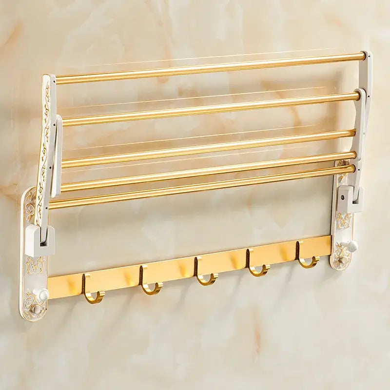 Ornate gold & white floral bathroom accessories set
