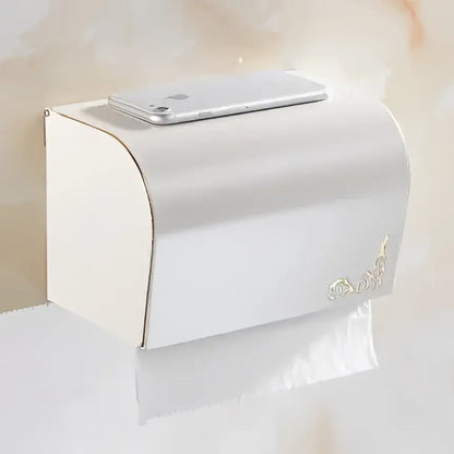 Ornate gold & white floral bathroom accessories set