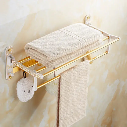 Ornate gold & white floral bathroom accessories set