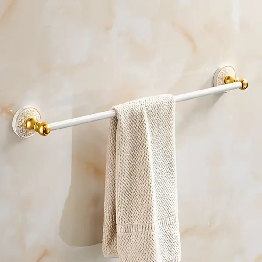 Ornate gold & white floral bathroom accessories set