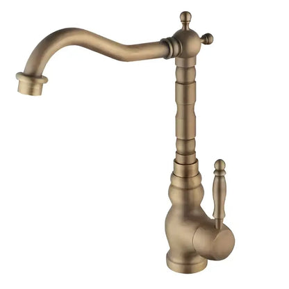 Ornate golden brass carved bathroom faucet hot and cold mixer tap