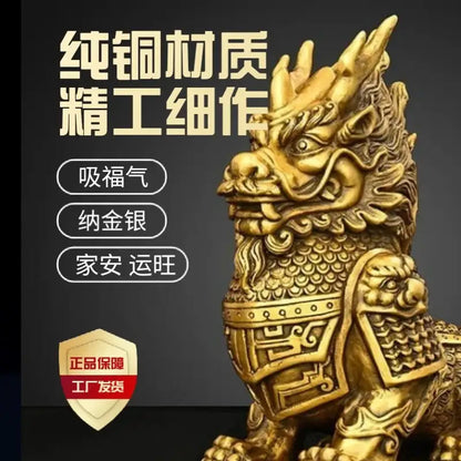 Ornate golden brass copper unicorn ornaments living room statues