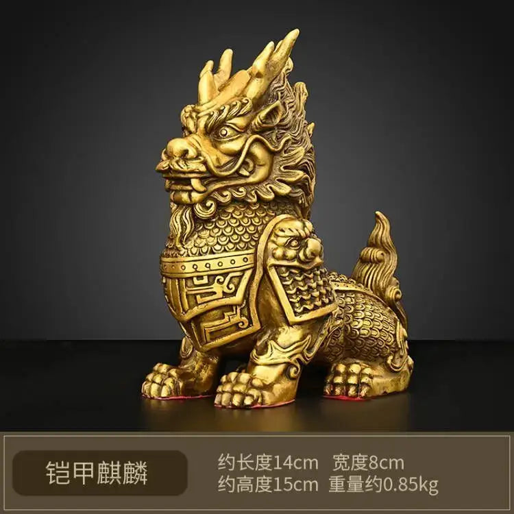 Ornate golden brass copper unicorn ornaments living room statues