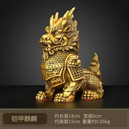 Ornate golden brass copper unicorn ornaments living room statues