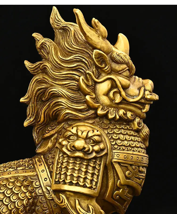 Ornate golden brass copper unicorn ornaments living room statues