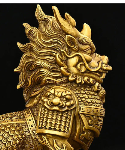 Ornate golden brass copper unicorn ornaments living room statues