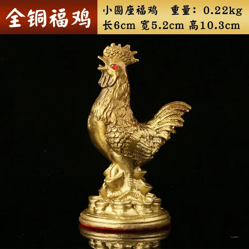 Ornate golden brass rooster figurine office desktop decor