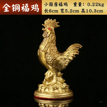 Ornate golden brass rooster figurine office desktop decor