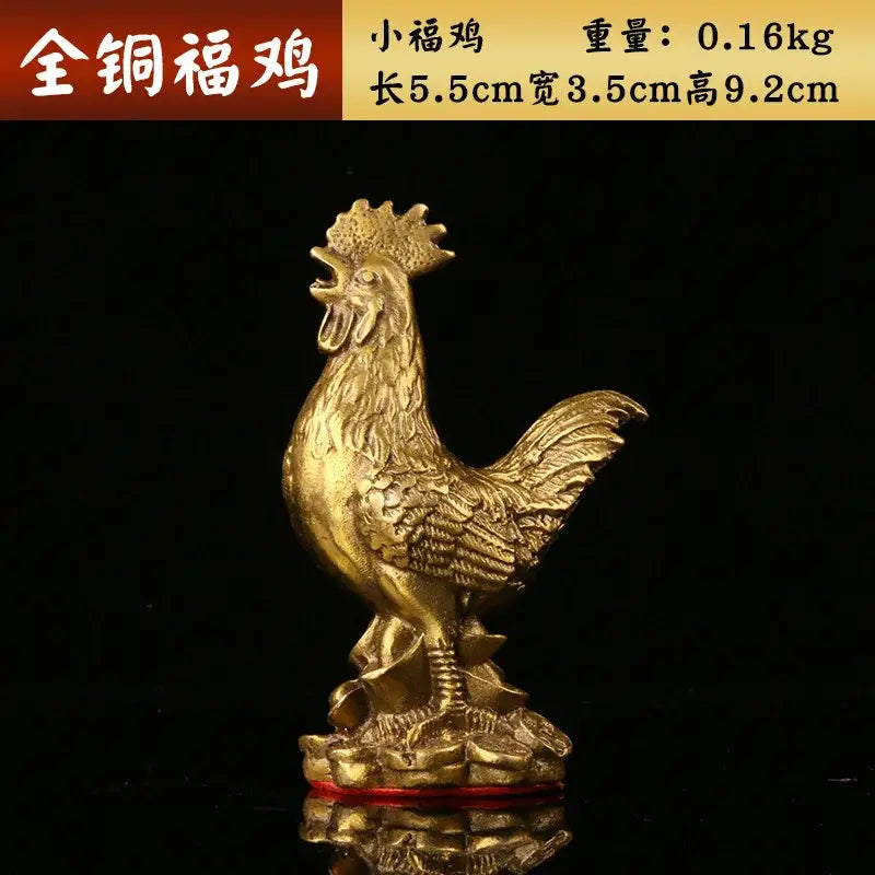 Ornate golden brass rooster figurine office desktop decor