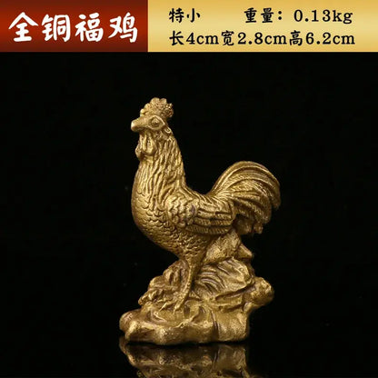 Ornate golden brass rooster figurine office desktop decor