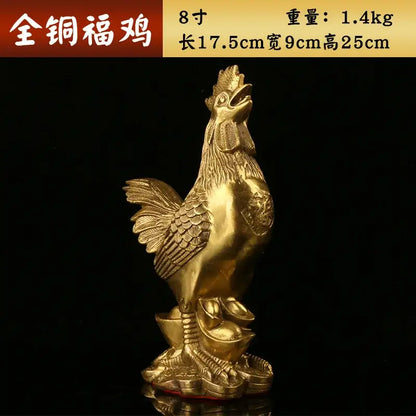 Ornate golden brass rooster figurine office desktop decor