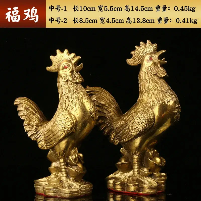 Ornate golden brass rooster figurine office desktop decor
