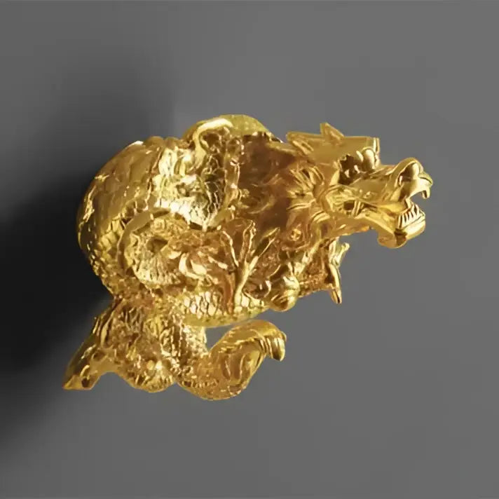 Ornate golden dragon bathroom hardware set with white ceramic