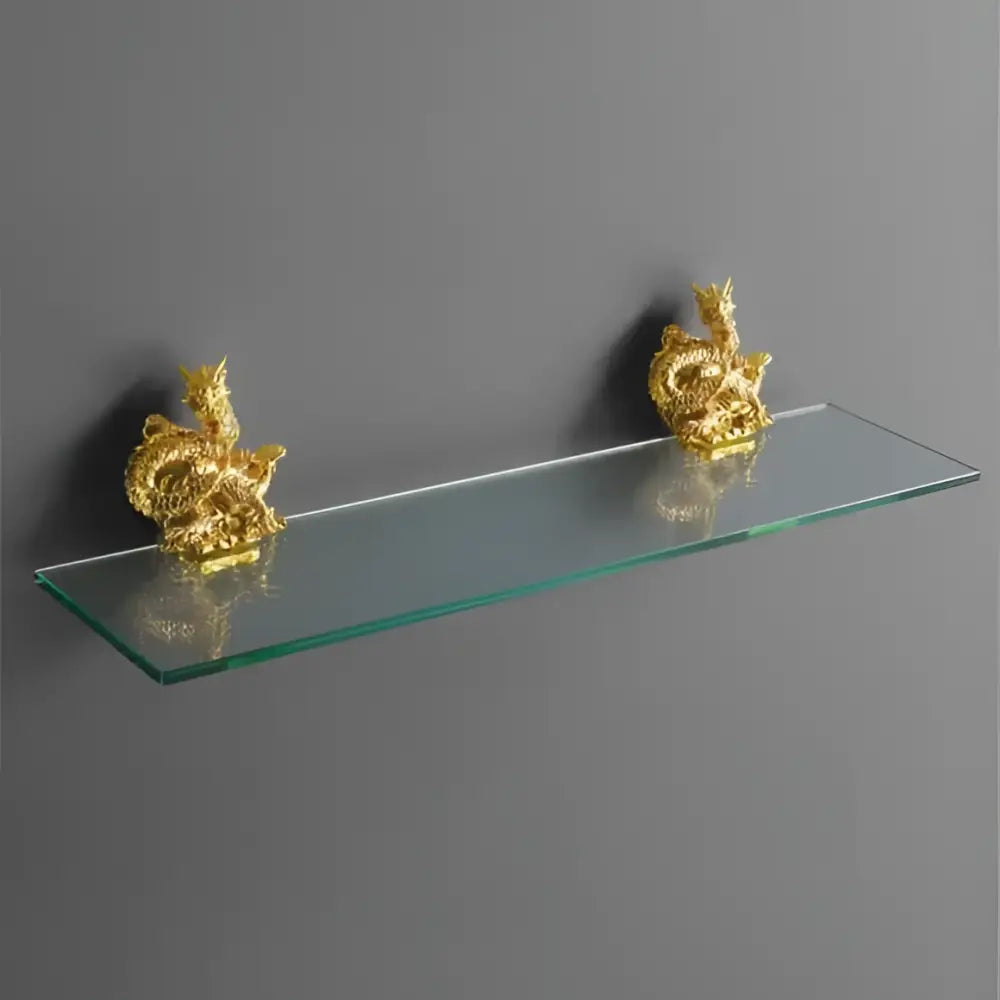 Ornate golden dragon bathroom hardware set with white ceramic