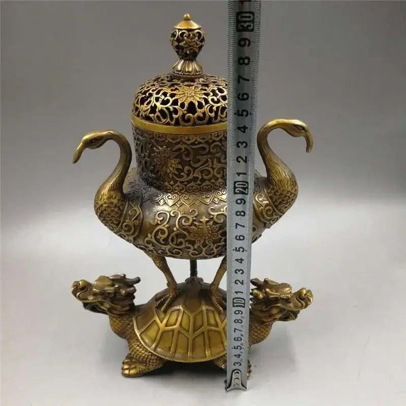 Ornate golden dragon tortoise incense burner living room decor