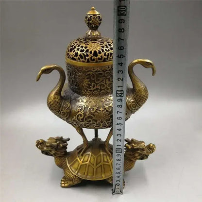 Ornate golden dragon tortoise incense burner living room decor
