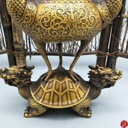 Ornate golden dragon tortoise incense burner living room decor