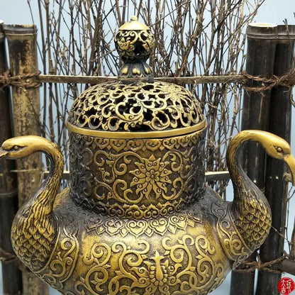 Ornate golden dragon tortoise incense burner living room decor