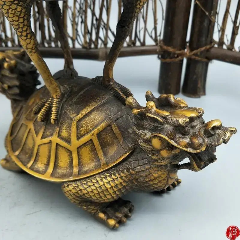 Ornate golden dragon tortoise incense burner living room decor