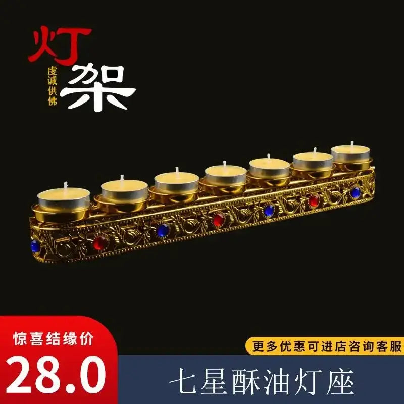 Ornate golden gem inlaid candlestick stand wedding altar decor