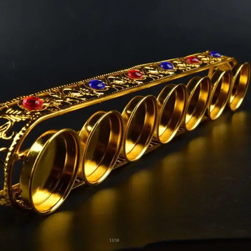 Ornate golden gem inlaid candlestick stand wedding altar decor