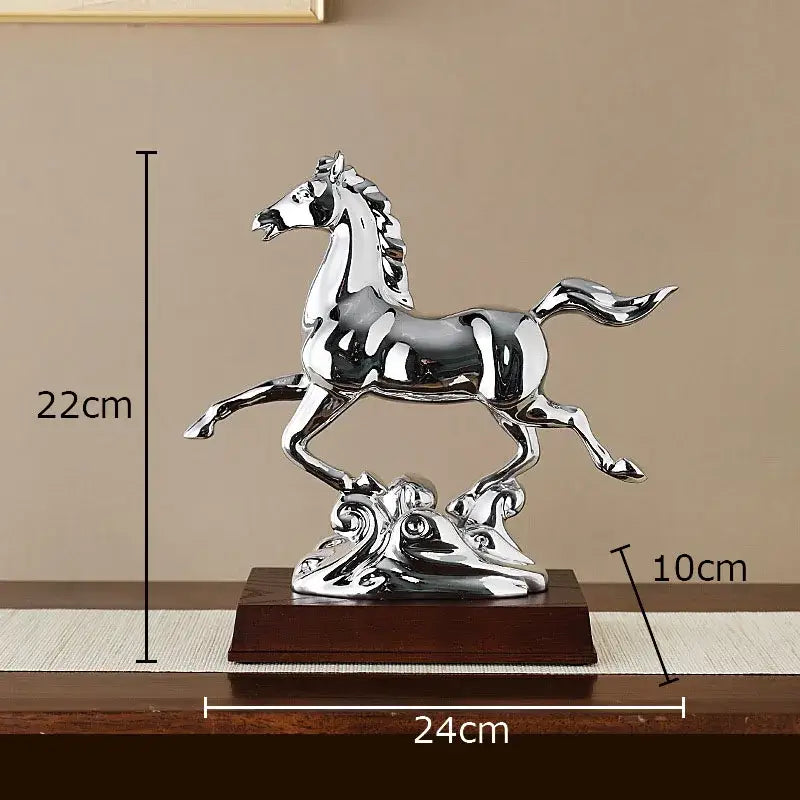 Ornate golden horse mascot resin statue living room decor
