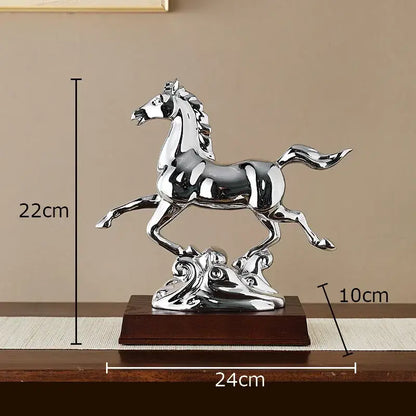 Ornate golden horse mascot resin statue living room decor