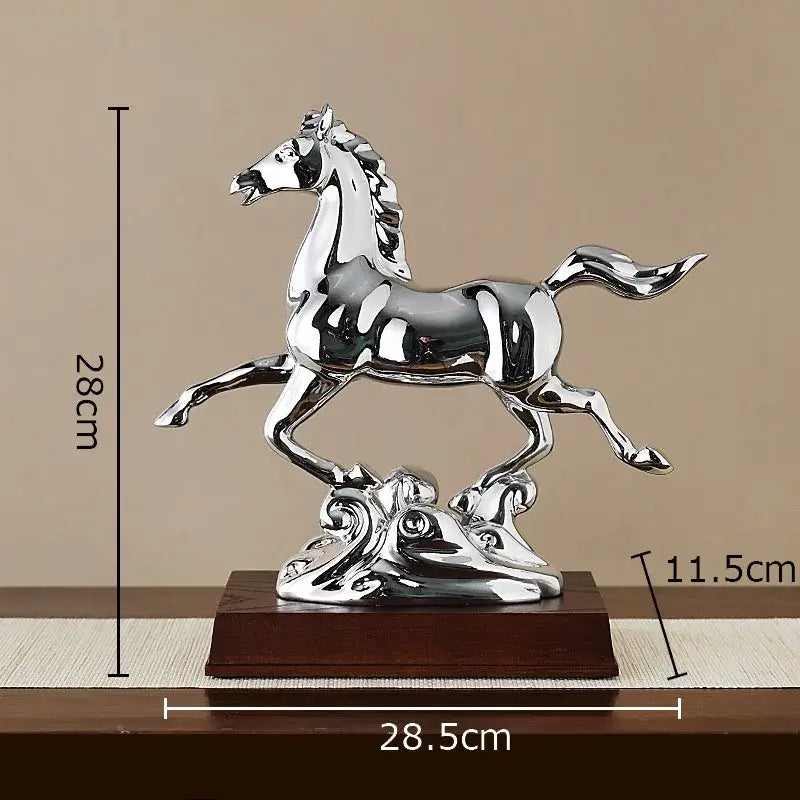 Ornate golden horse mascot resin statue living room decor
