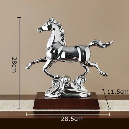 Ornate golden horse mascot resin statue living room decor